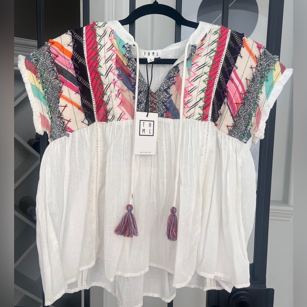 THML mixed fabric top